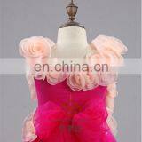 Full Handmade Red Rose Flowers Girl Dress Factory Direct Selling Baby Girls Princess Dress Elegant Lace Flower Girls Dress thumbnail-6