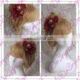 Aidocrystal SALE Wedding Accessory Red Hair Clip Bridal Accessory Hair Flower Clip, Handmade Wine Red Flower Hair Clip Shenzhen thumbnail-3