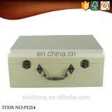 Decorative Pure Color Kraft Paper Cardboard Antique Metal Handles Suitcase Storage Box thumbnail-4