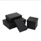 Recycle matt black paper gift box with lid