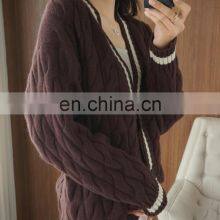 Women Fashion V Neck Plus Size Thick Cable Knit Cardigan Sweater thumbnail-2