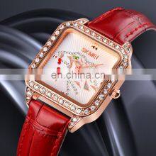 Luxury Brand SKMEI 1768 Leather Quartz Watch Ladies Dress Diamond Wristwatch Casual Women Bracelet Watch thumbnail-4