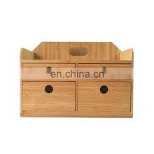 Wholesale Eco-friendly Natural Bamboo Storage Boxes Custom Logo Table Organizer Box With 4 Drawers thumbnail-3