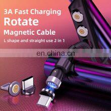 Magnetic Charge Cable 540 Degree Free Rotating L-shape Portable 3 In 1 Phone Charge Usb Cable thumbnail-1