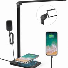 LED Desk Lamp with Wireless Charger, USB Charging Port, 12W Eye-Caring Desk Lamps for Home Office, Desk Light with 5 Lighting Modes & 7 Brightness Levels,Touch Table Lamp with 30/60 Mins Timer(Black)