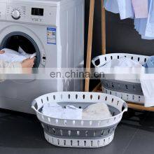 Plastic Loundry Organizer Large Kid Oval Foldable Bathroom Laundry Hamper Collapsible Storage Basket thumbnail-5