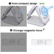 Magnetic 3 In 1 Foldable Wireless Charger For Phone 12-15 15w Fast Wireless Charging Stand Station Portable Wireless Chargers thumbnail-5
