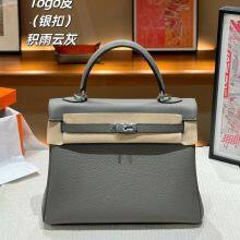 Top-Grain Cowhide Keli Bag With Inner Stitching of Calfskin, Hand-Held Bag, Shoulder Lock Mouth Bag, Genuine Leather Women′s Bag thumbnail-1