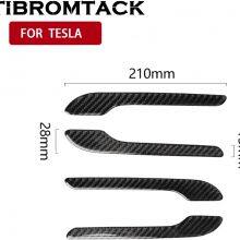 TIBROMTACK Carbon Fibre Door Handle Cover Protective Stickers for Tesla Model Y2020 Model 3 thumbnail-3