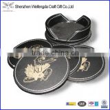 Round Gold Stamping PU Leather Coffee Mat