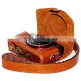 Brown PU Leather Digital Camera Case Bag Cover With Shoulder Strap thumbnail-3