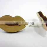 Good Quality HIP HOP WOOD Earrings Sexy lips Wooden Charm Post Pin Type