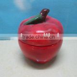 Ceramic red apple candy jar