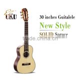 Baritone 28" 30" inches Ukulele High quality Solid Spruce wood Electric 6 strings guitalele+Bag