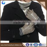 Fashion custom mens winter wool lined grey goatskin leather gloves touch screen