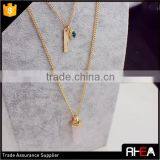 Gold Chain Delicate 2 Layered Necklace,boho Style Quartz Stone Pendant Necklace thumbnail-4