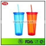 Bpa Free Insulated Double Wall 24oz Colored Acrylic Tumbler With Straw thumbnail-5