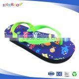 Green Color Backstrap Design Infant Shoes Baby Thongs Royal Blue pe Sole With Colorful Printing Trottie Slippers