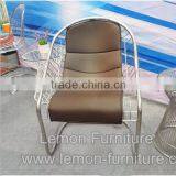 Vintage Rose Gold Metal Frame Papasan Chair With Leather Seat thumbnail-2