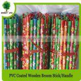 Cleaning Tools Mops Handle Colorful Fower Design Wood Broom Stick thumbnail-2