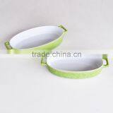 Set of 3 Oval Shape Bake Dish, Stoneware With Solid Color thumbnail-2