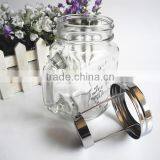Clear Glass Candle Mason Handle Jar With Candle Tray and Lid thumbnail-2