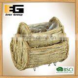 Handmade Natural Rattan Tray With Plastic Linning for Garden Planter thumbnail-5