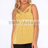 Trendy Woman Yellow Chevron Print Cut Out Party Bulk Tank Top thumbnail-1