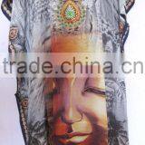 DIGITAL Print Satin Silk Kaftan CAFTAN Tunic Poncho Blouse Top thumbnail-1