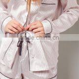 Women Oversized Plain Stripe Satin Shorts Pyjama Set Black Piping Pajamas Set Long Sleeve Top With Shorts thumbnail-6