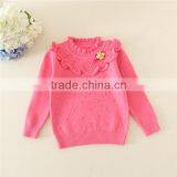 Newest Hot Sale Floral Appliqued Kids Clothing Pullover Girl's Red Long Sleeved Swaters for Girls thumbnail-2