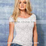 Wholesale - SALE Women Clothing Women T-shirt Floral Lace Sexy Women Top Short Sleeve Women Blouse Crew Neck Plu Size T-shirt thumbnail-2