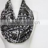 Elephant Pattern Chiffon Infinity Scarf, Circle Scarf, Long Scarf, Spring - Fall - Winter - Summer Fashion thumbnail-3