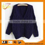 2014 Hot Sell Wholesale High Quality Tailored Made Knitted Blue Cardigan thumbnail-1