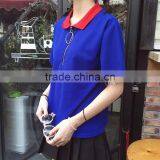 Newest Design Ring Zipper Polo Neck Girl t Shirts With Eyelets and Ring Wholesale thumbnail-3
