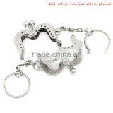 Metal Frame Kiss Clasp For Purse Bag Silver Tone W/Key Rings 4.6x3.8cm(Open:6.8x4.6cm),3pc,Jewelry thumbnail-1
