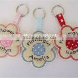 Personalised Flowergirl Key Ring Wedding Gift / Favour Felt & Fabric Flower thumbnail-1
