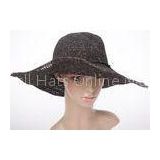 Gold Wire Crochet Raffia Sun Hats / Black Floppy Sun Hats With Big Brim For Church