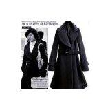 Korea Christmas Day Wool Blend Darkblue Belte Coat