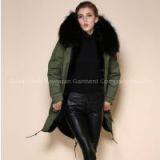 2016 Black Faux Fur Lining and Real Raccoon Collar Winter Fur Parka
