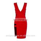 Amigo 2017 Fashion White Sleeveless Deep V Neck Low-cut Hollowout Bandage Dress Elegant Formal Dresses for Goddess thumbnail-3