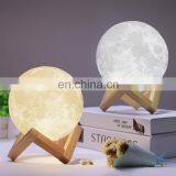 Creative Gift Decoration 3d Moon Light Rechargeable Night Light 3 Colors Touch Control Lamp Lights thumbnail-7