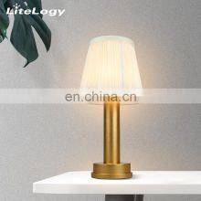 2021 Home Decor Cloth Shade Table Lamp Bed Side Aluminium Metal Desk Lamps for Bedroom