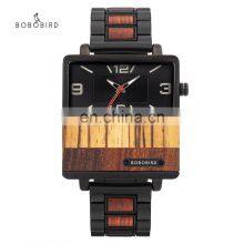 BOBO BIRD Latest Design Square Dial Luxury OEM Custom LOGO Wood Watch Quality Men Stainless Steel Wrist Watch thumbnail-2