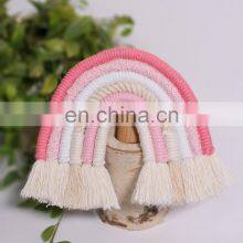 Fashion Wall Murals Woven Macrame Rain Bow Wall Hangings Tassel Decoration Rain Bow Tapestry For Modern Home Decor Deco Maison thumbnail-3