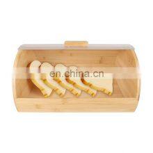 Bamboo Bread Box Wooden Kitchen Storage Bin Bread Container With Transparent Window thumbnail-1