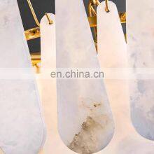 Restaurant Home Decor Alabaster Chandelier Luminaire Modern Luxury Brass Hanging Pendant Light thumbnail-3