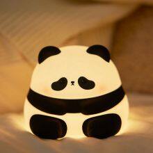 Customization Cute Panda USB Children Animal Silicone Soft Night Light Cartoon Baby Nursery Lamp Breathing Touch Night Light thumbnail-3