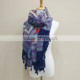 100% Polyester Geometry Printed Woven Scarf With Tassels For SS 16 thumbnail-1