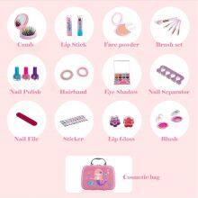 Kids Makeup Kit Lip Gloss Water Based Nail Polish Nail Sticker Cosmetic Case OEM Popular Girl Kids Makeup Set thumbnail-5